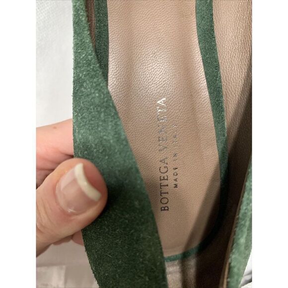Bottega Veneta Authentic Solid Forest Green Suede Leather High Heels Round Toe 9 - Picture 7 of 8